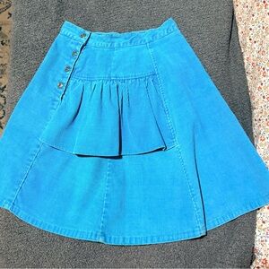 Retro Blue Corduroy Skirt